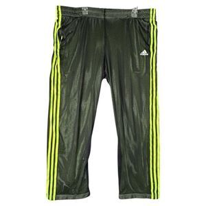 Adidas XXL Basketball Climalite Mesh Pants Mens Green Black Stretch Athleisure